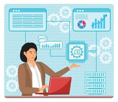 Optimized data management solutions with AI technology. vector