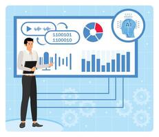 Text Data Analysis with Natural Language Processing concept. vector