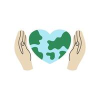 Hands Holding Heart Shapes Earth Globe vector