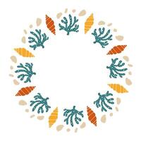 Seashell Coral Pebble Frame vector