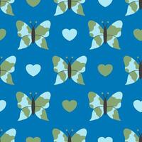 Butterflies with World Map on Wings Seamless Pattern vector