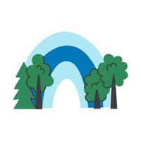 Rainbow and Trees vector