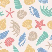 Seashells and Starfish Seamless Pattern vector