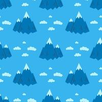 Mountains and Clouds Seamless Pattern vector