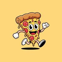 A cartoon slice of pizza running with arms outstretched vector