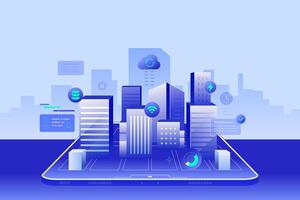 3D Building Design Virtual Digital Construction Software concept in tablet vector