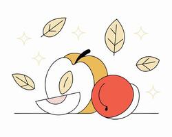 Apple and Plum with Autumn Leaves vector