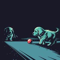 Two Puppies and Red Ball Illustration vector