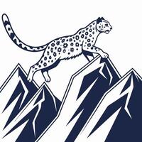 Snow Leopard on Mountain Peaks vector