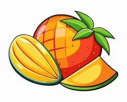 Mango, Strawberry, Cantaloupe Fruit Mix vector