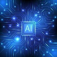Abstract AI circuit board background. Design for futuristic electronic artificial intelligence and cyber innovation systems. vector