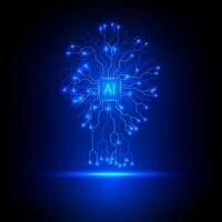 Digital AI circuit board background. Futuristic artificial intelligence electronic technology concept. vector