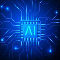 Digital AI circuit board technology background. Artificial intelligence motherboard cyberpunk futuristic concept. vector