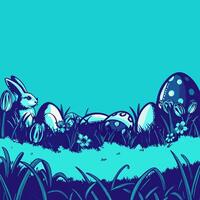 Easter Bunny and Eggs in Grass vector