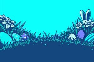 Easter Eggs in Grass with Bunny Ears vector