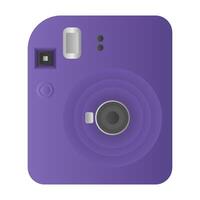 Purple Instant Camera Device. Camera for Instant Photos. Instant Camera on White Background. vector