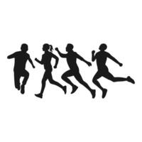 Silhouette of Man and Woman Running Pose. Silhouette of People Running Race. Front and Side View. vector