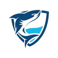 Dynamic Shark Shield Logo Design vector