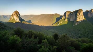 Aerial View of green Forest Mountains photo