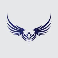 Wings Forming a Heart Shape with Bird Silhouette in the Center for Logo Design vector