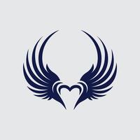 Two Wings Forming a Heart Shape with Bird Silhouette in the Center for Logo Design vector