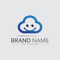 Cloud Technology Logo with Abstract Line Art Style for App, Web and Hosting Solution vector