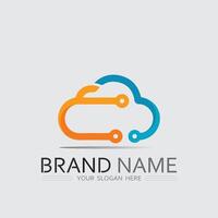 Monoline Cloud Logo Icon for Minimalist App, Data Transfer Web Service and Online Company vector