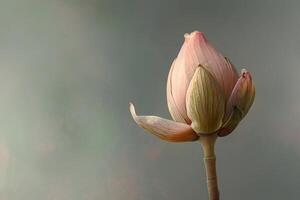 Observe the Elegant Unfolding of a Lotus Bud A Captivating Display of Nature's Beauty, Showcasing Delicate Petals and Exquisite Form with Breathtaking Detail. photo