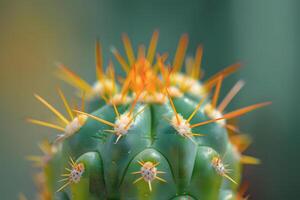 Cactus Close-Up Observing the Intricate Details of Spines and Texture on a Succulent Plant, Showcasing the Beauty of Desert Flora with Stunning Macro Photography. photo