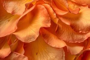 Close-Up View of Delicate Peach Rose Petals, Showing Intricate Veins and Soft Texture Exploring Botanical Beauty with Macro Photography Techniques, Unveiling Natural Art in Floral Details photo