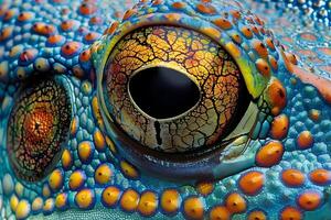Exploring the Intricate Details of a Frog's Eye A Macro Photography Journey into Vivid Colors and Textures, Revealing the Natural Wonders of Amphibian Vision Up Close. photo