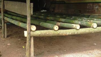 Rustic Bamboo Bed Frame in Earthy Setting video