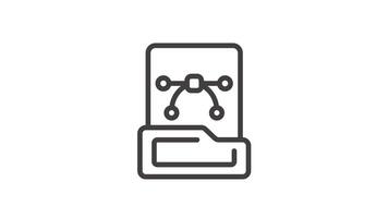 Animated icon of a file with a design icon inside a folder video