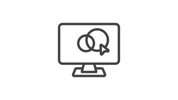 animado computador monitor com uma cursor e círculos perfeito para seu tecnologia ilustrações video