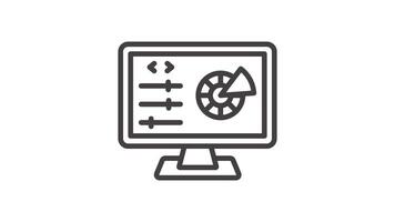 animado linha desenhando do uma computador monitor exibindo uma cor roda video