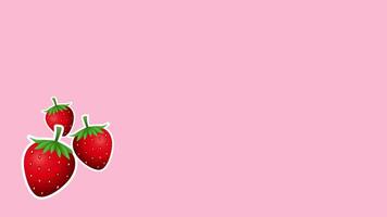 Three strawberries grouped together on a soft pink background, giving a minimal and cute fruity composition with visual balance video