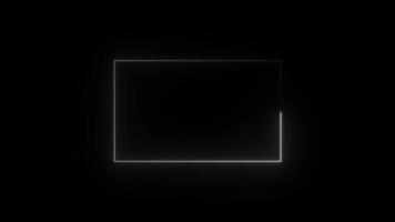 looping 3d animation, abstract blue neon background with linear frame. Simple geometric shape, Abstract background, overlay or design element. Rectangle Frame Against Black Background video