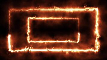 looping 3d animation abstract blue neon background with linear frame. Simple geometric shape, Abstract background, overlay or design element. Rectangle Frame Against Black Background And Alpha Matte video