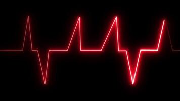Abstract neon heartbeat signal icon animation background . Neon heartbeat frequency looping 4K element, video