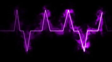 Abstract neon heartbeat signal animation background . Neon heartbeat frequency looping 4K element, neon heartbeat signal icon video