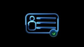 ID Card icon. Identification cards outline . neonriver's license Identification card symbol.Personal data check with chick icon animation.identification icon animated, id card concept. video