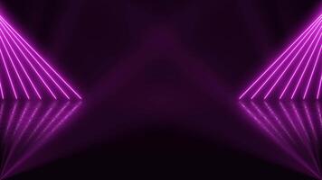 Abstract purple or pink neon lights animated on a dark background. Neon stage for performances with flickering lighting. 4K animation. looped video