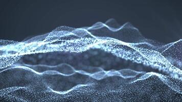 Glowing silver wave of particles on a uniform background video