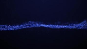 Digital blue particles wave with light motion abstract background. Abstract glowing digital cyber wave made of particles and dots moves on a blue background. video