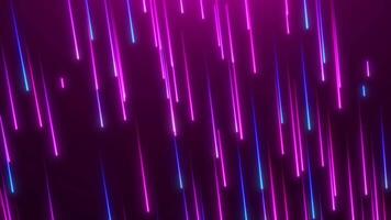 4K Abstract animation of falling neon rain. Neon rain of particles, background of a falling line, movement of a stream of glowing bright particles. video