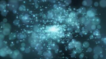 Abstract background of magic particles in blue color. Animation of the movement of blue particles. Fairy dust. Glowing effect video