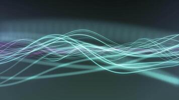 Abstract digital dynamic particle waves. Animation background. Light abstract background waves of particles. Abstract glowing digital cyber wave composed particles and dot. video