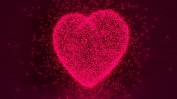 Heart animation. A floating heart emitting rays of light and particles. Heart made of particles video