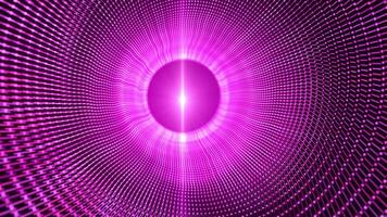 Glowing purple tunnel with pulsating light lines inside. 4K animation. Looped video