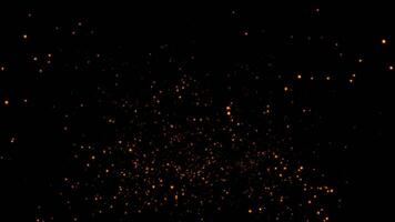 Animated coal particles. Fire Sparks on black background. Fire embers glow. Abstract particles background with animation of moving glow particles video